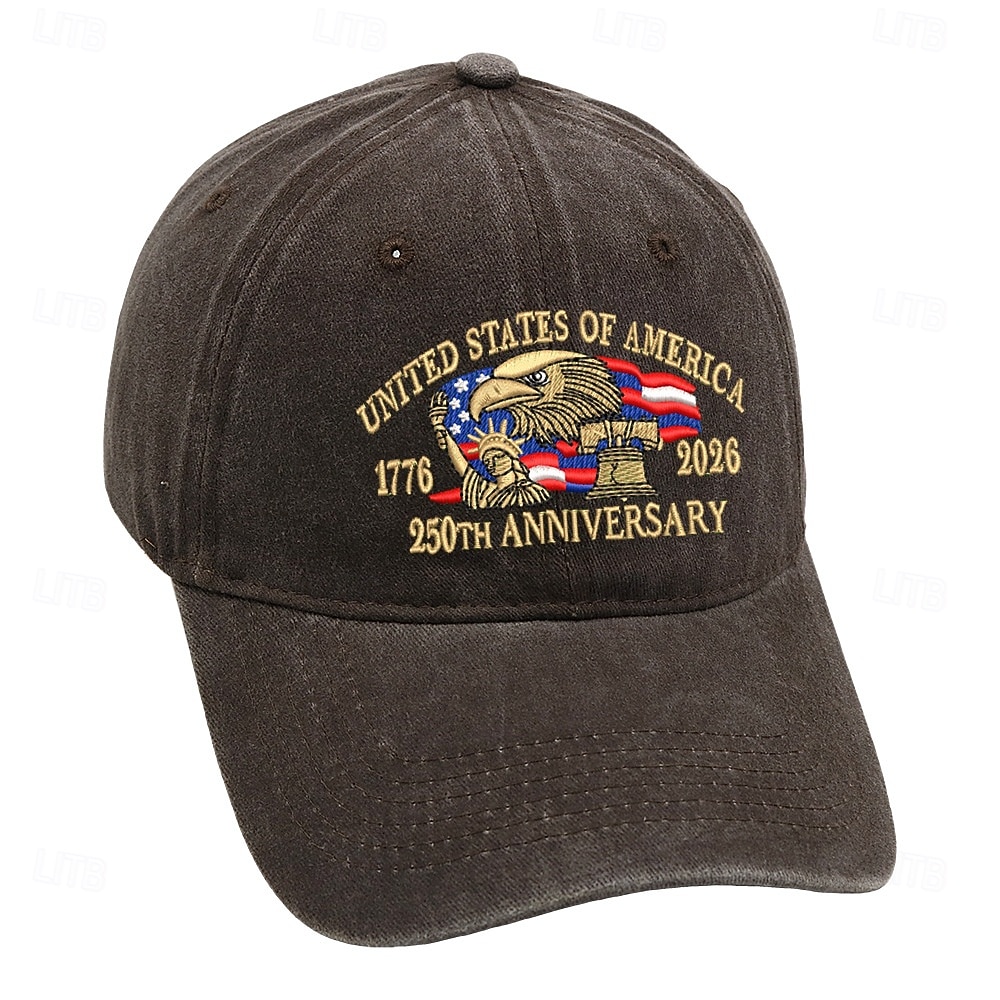 Baseballcapen Frihetsgudinnen Amerikansk flagg Frihetsklokken Retro / vintage Arv Patriotisk 1776–2026 til Unisex Voksne Broderi for Uavhengighetsdag 4. juli utendørs Fritid / hverdag Parade 2026 - $20.99 –P10