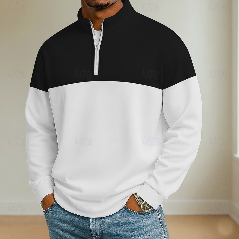 Per uomo Blocco di colori Polo Manica Lunga Colletto Mao Athleisure Vacanza Athleisure Casual Quotidiano Stampa 3D Primavera Autunno Blu Nero Giallo del 2026 a $22.99 –P3