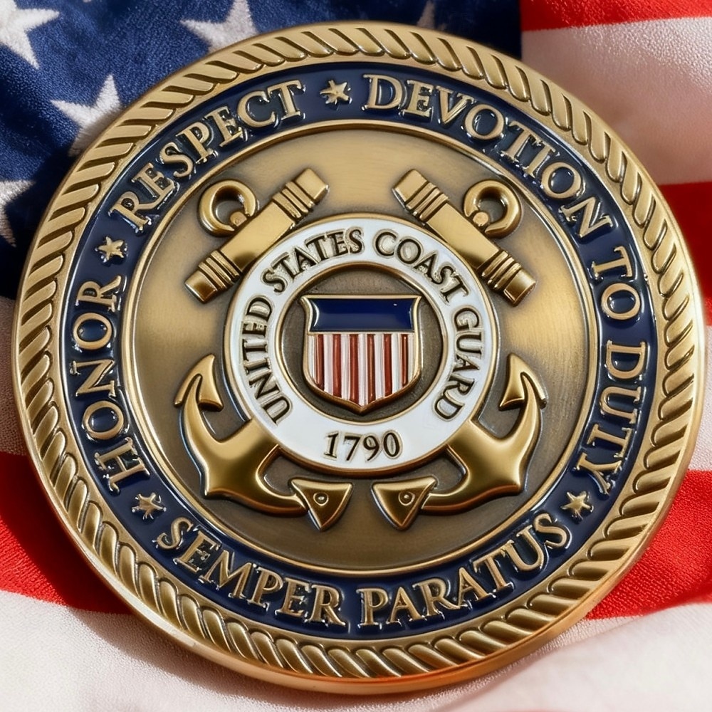 U.S. Coast Guard minnemynt 250-årsjubileum metall utfordringsmynt patriotisk militær samleobjekt heder og tjeneste hyllestgave veteraner aktive og samlere semikvadransjubileum 2026 - $19.99 –P3