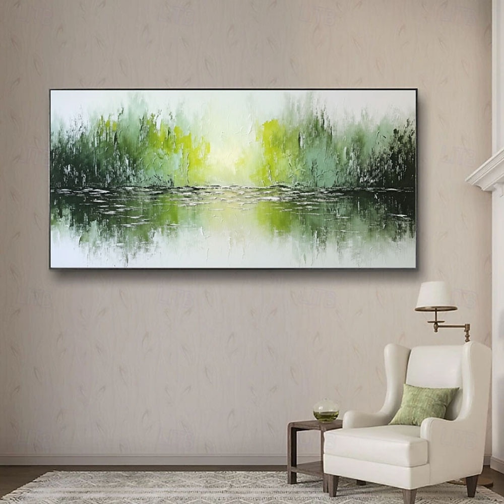 Handmade Landscape Canvas Wall Art Abstract Modern Contemporary Oil Painting Green Seascape Textured Artwork Decor Abstract Green Oil Painting 2026 - $94.99 –P4