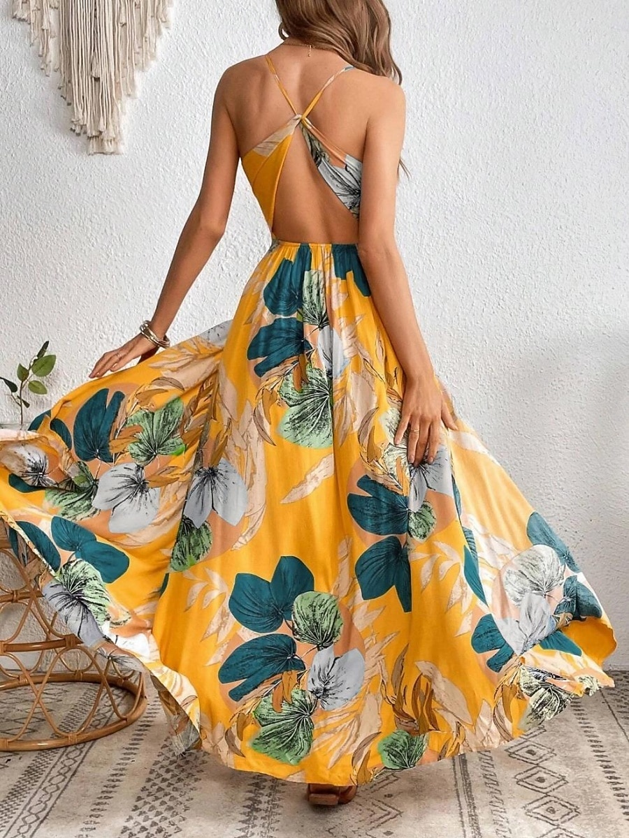 Damskie Sukienka maxi Codzienne sukienki Sukienka w kwiatki Sukienka na ramiączkach Elegancja Moda Nowoczesny Na zewnątrz Urlop Wyjściowe Regularny Kwiaty Bez rękawów W serek Biały Lato Wiosna 2026 - $27.99 –P6