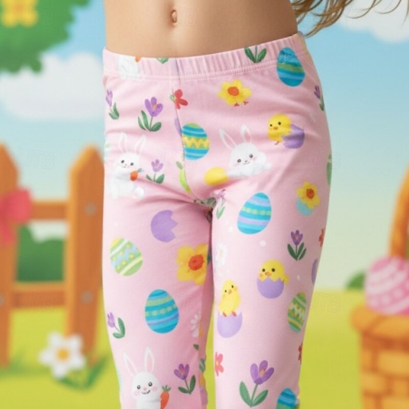 Paaslegging met 3D-print konijnenprint voor meisjes, lente/herfst, schattige streetwear, basic, geschikt voor kinderen van 4-12 jaar, casual, dagelijks gebruik, outdoor, normale pasvorm 2026 - $15.99 –P3