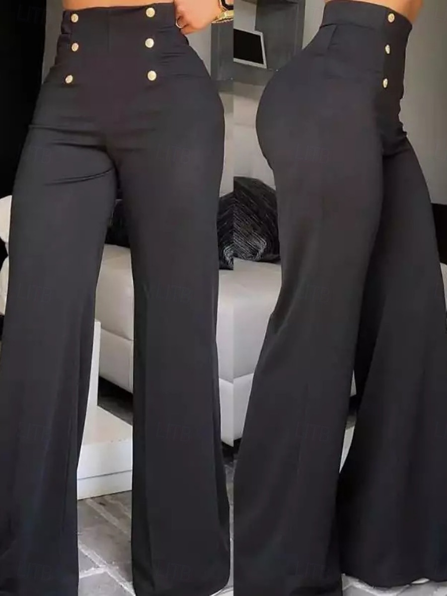 Women's Dress Pants Chinos Vacation Fashion Streetwear Full Length High Waist Plain Elastic Waistband Comfy Comfort Soft Micro-elastic Outdoor Street Black White Fuchsia Summer Spring Fall Loose Fit 2026 - $22.99 –P2