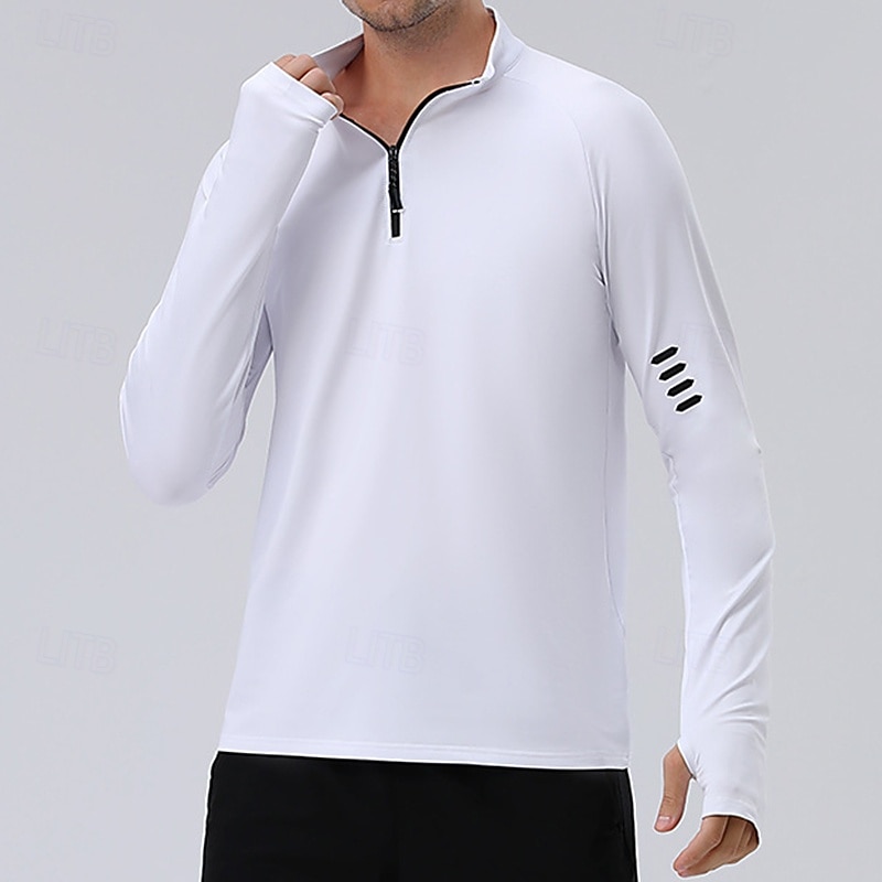 Ανδρικά Μονόχρωμο Tricou de Alergat Μπλούζα συμπίεσης Άνοιξη Φθινόπωρο Κουμπώσου Μακρυμάνικο Γρήγορο Στέγνωμα Συμπίεση Ύγρανση Αναπνέει 2026 - $25.99 –P7