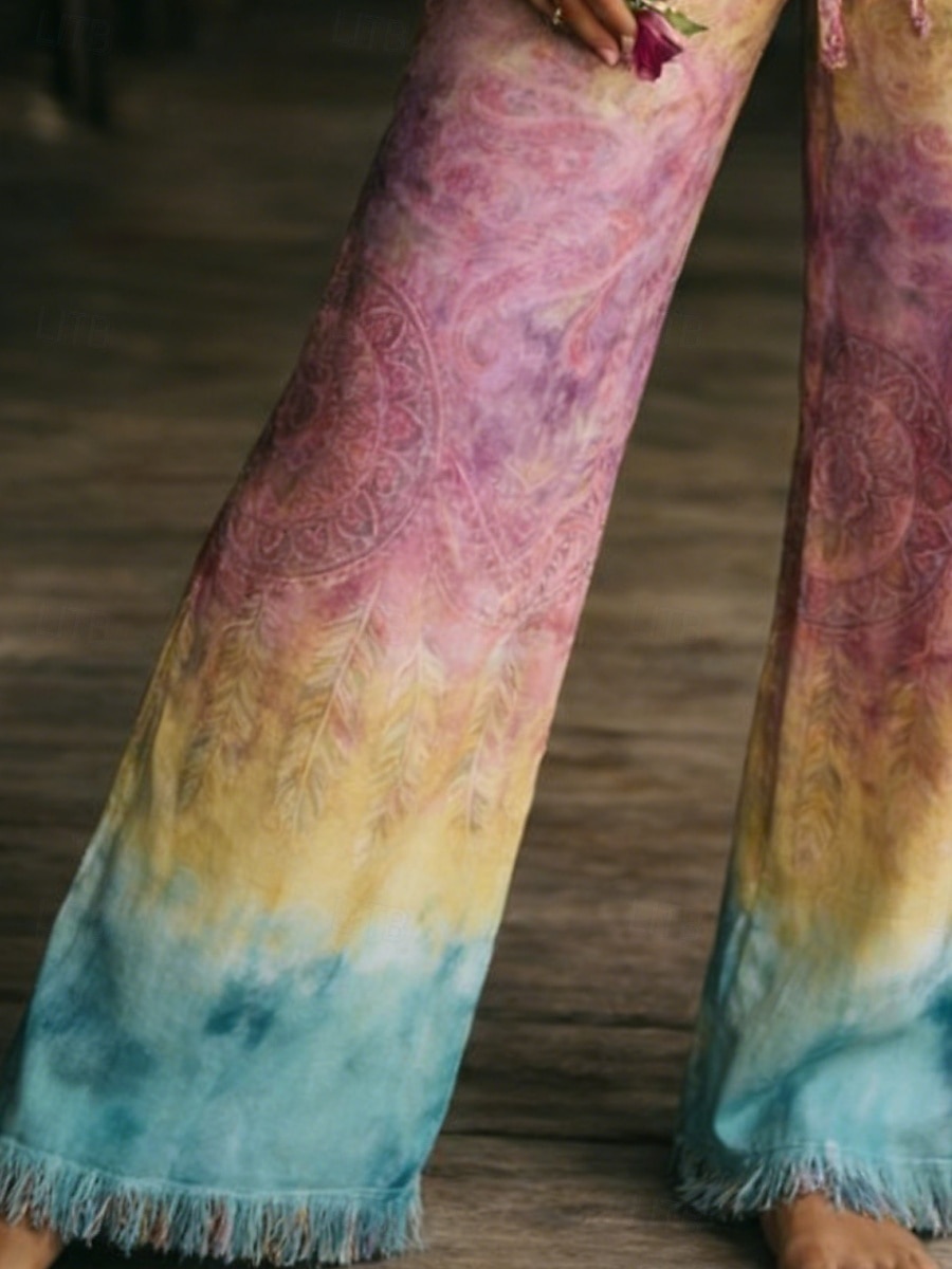 Γυναικεία Πλατύ Πόδι Παντελόνια Διακοπές Μοντέρνα Μπόχο Πλήρες μήκος Μεσαία Μέση Γραφική Τσέπη Ελαστική μέση Στάμπα Άνετα Ικανότητα να αναπνέει Ανελαστικό Καθημερινά ΕΞΩΤΕΡΙΚΟΥ ΧΩΡΟΥ Διακοπές 2026 - $37.99 –P3