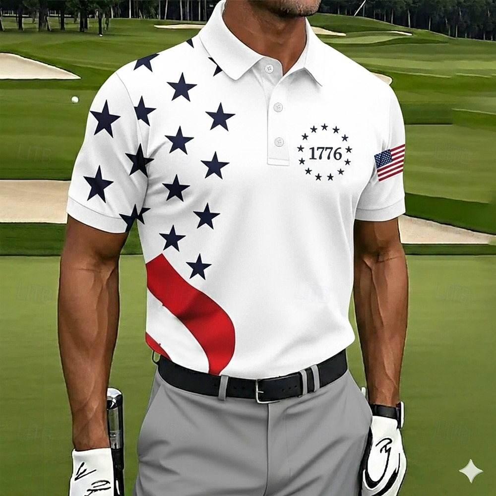 4 iulie 2026, a 250-a aniversare Bărbați Drapelul SUA american Golf Tricouri polo sport Manșon scurt Tricouri de polo Cămăși cu guler Casual Îmbrăcăminte Atletică Ținuta de festival Nasturi Var 2026 - $10.49 –P2