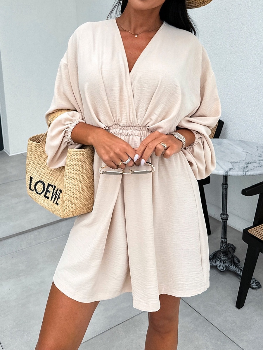 Damen Minikleid Weißes Kleid Mode Modern Outdoor Strand Urlaub Normale Passform Einfach Kurzarm V Ausschnitt Schwarz Orange Khaki Rosenrot Sommer Frühling Herbst 2026 - $25.99 –P3