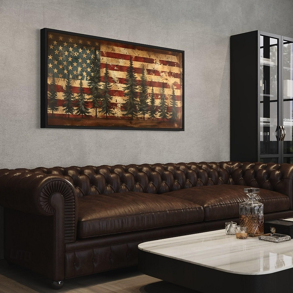 Rustikale amerikanische Flagge extra große Wandkunst patriotische Wandkunst Flagge und Kiefernbaum Gemälde Leinwanddruck gerahmt bereit zum Aufhängen 2026 - $12.99 –P4
