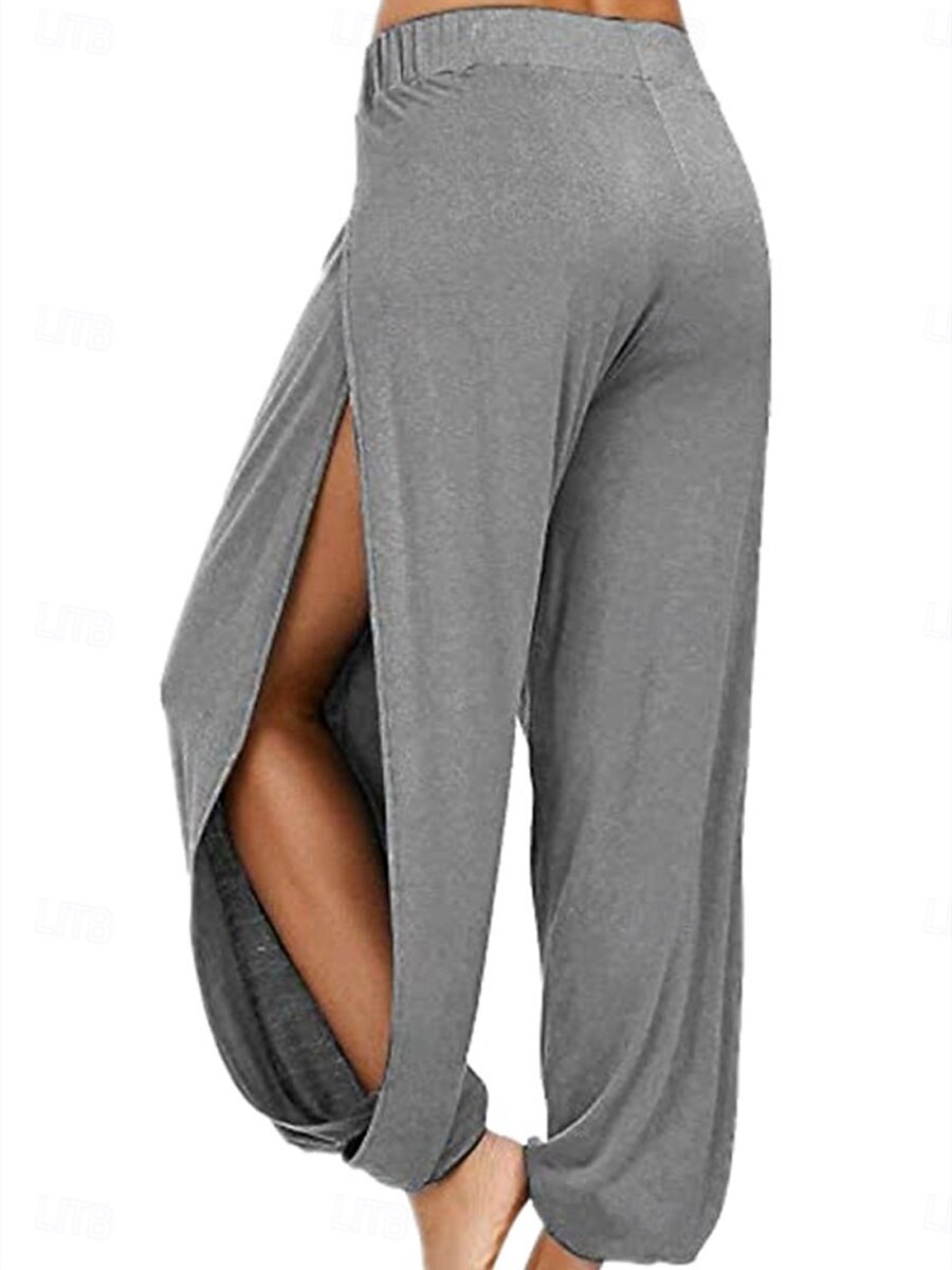 Mujer Fresco Chinos Pololos Pantalones Harem Elegante Vacaciones Vintage Longitud total Media cintura Plano Retazos Cintura elástica Separado Confortable Transpirable Alta elasticidad Diario Exterior 2026 - $14.99 –P4