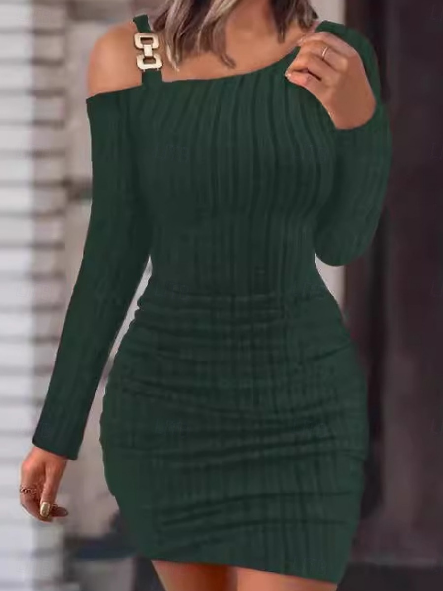 Women's Midi Dress White Dress Graduation Dress Casual Dress Bodycon Fashion Modern Outdoor Vacation Party Regular Fit Plain Long Sleeve Off Shoulder Black White Pink Red Summer Spring 2026 - $19.99 –P3