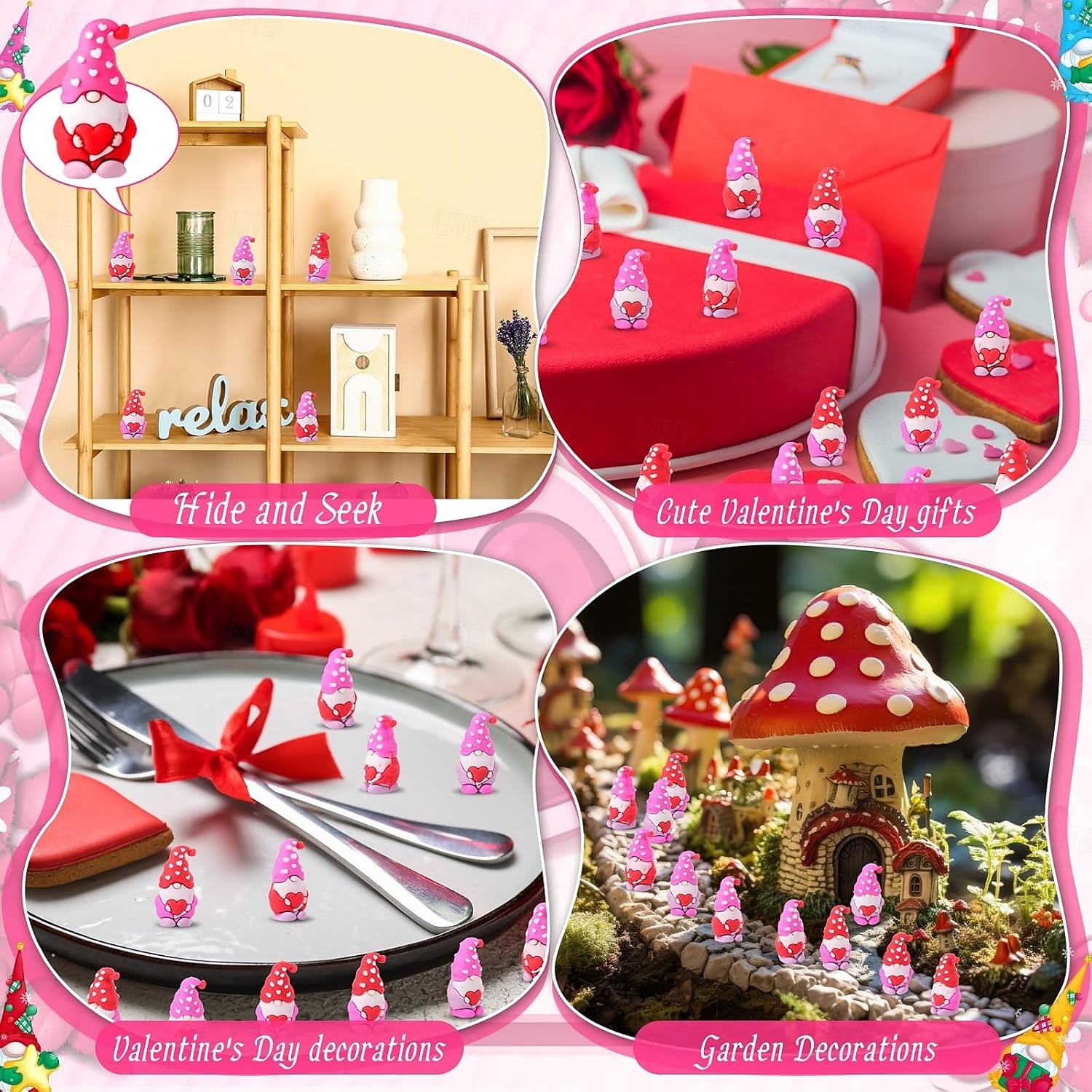 30 mini gnomi per San Valentino, piccole statuette di gnomi da regalare, piccoli gnomi da nascondere, statuette di gnomi in gomma per la festa di San Valentino (3 colori) del 2026 a $8.99 –P5