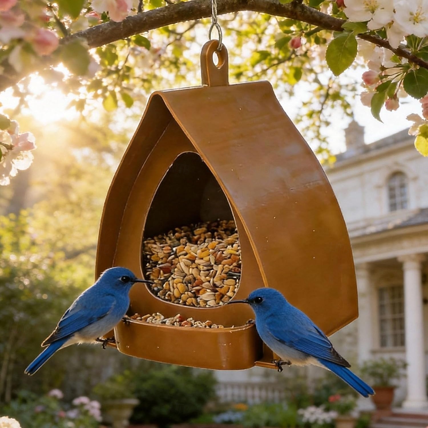 Κρεμαστή ταΐστρα πουλιών για κήπο με στέγη, πλαστική κρεμαστή ταΐστρα πουλιών, διακοσμητικός σταθμός ανοιχτού σχεδιασμού, ταΐστρες πουλιών για εξωτερικούς χώρους, ιδανικές για αυλή, αίθριο, κήπο και 2026 - $16.99 –P5