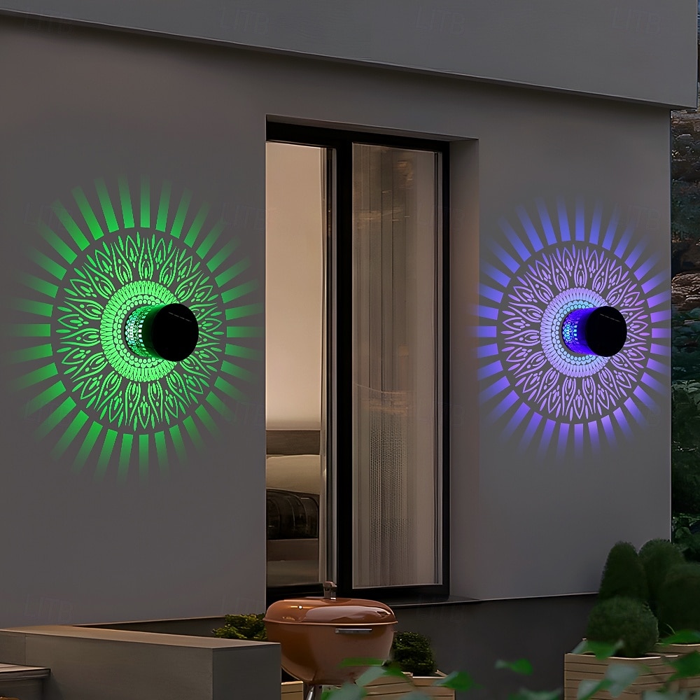 2 ks venkovní solární vodotěsné kreativní duté válcové železné projekční nástěnné osvětlení, závěsné lucerny pro zahradu, dvůr, cestu, trávník, schodiště, krajinářské osvětlení, venkovní dekoraci 2026 - $30.99 –P11