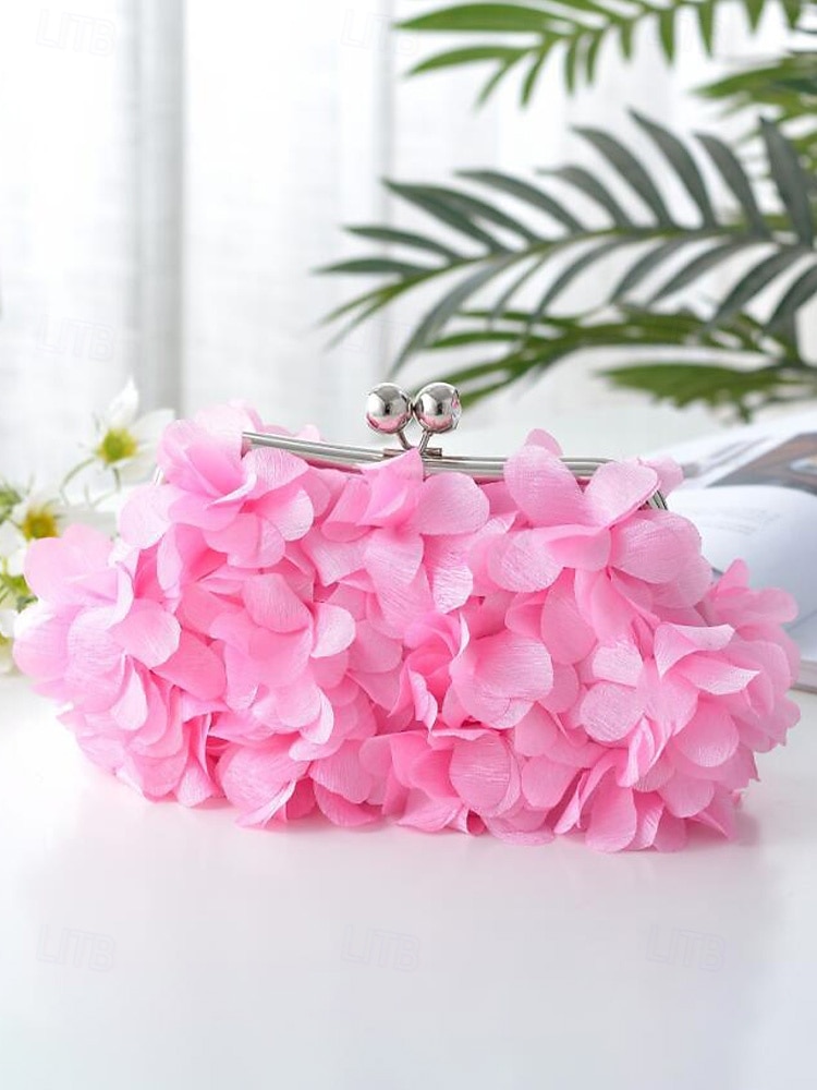 Women's Polyester Floral Clutch Bag with Short Chain Strap, Elegant 3D Petal Design, Multicolor Options, Lightweight Evening Handbag, Perfect for Weddings, Parties & Formal Events 2026 - $24.99 –P10
