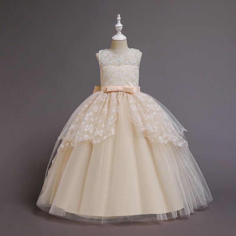 Vestido para Meninas das Flores Para Meninas Vestido formal Traje de casamento Festa Casamento Formal Moda Adorável Formal Patchwork Com Transparência Floral Princesa Sem Manga Gola Redonda Azul de 2026 por $43.99 –P13