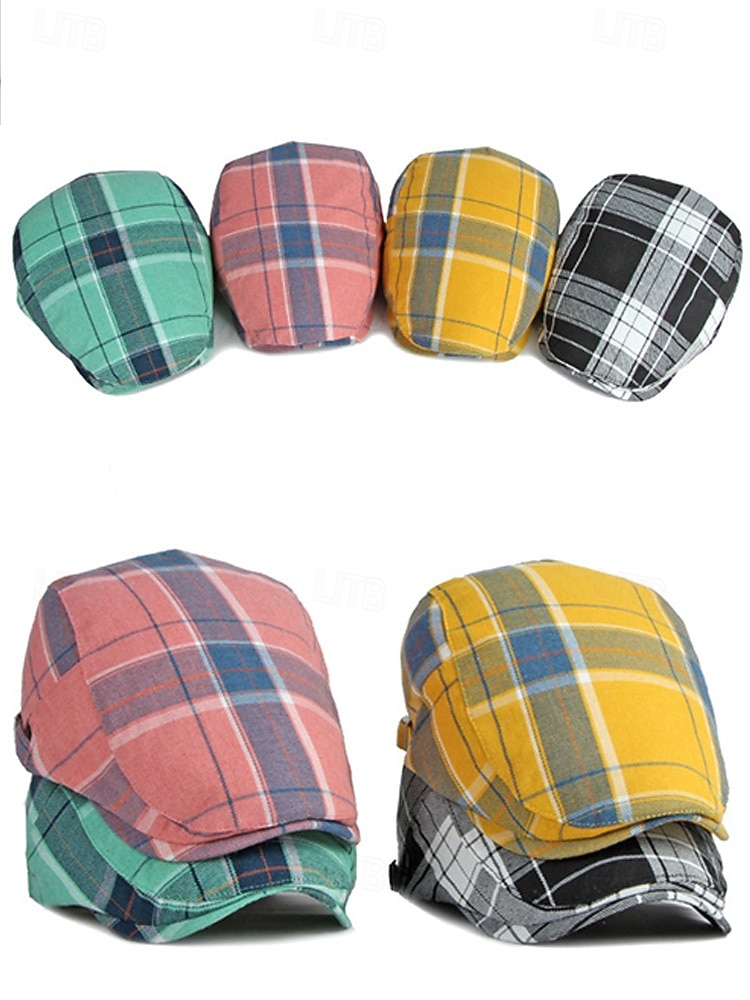Men's Plaid Flat Cap Newsboy Hat, Cotton-Polyester Blend, Multi-Color Classic Ivy Style Cap for St. Patrick's Day Celebration & Everyday Casual Wear 2026 - $11.99 –P9