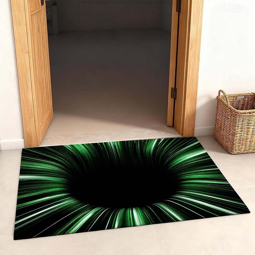 3D Optical Illusion Doormat Green Vortex Tunnel Design 2D Flat Print Stunning Modern Entryway Accent Rug 2026 - $18.99 –P3