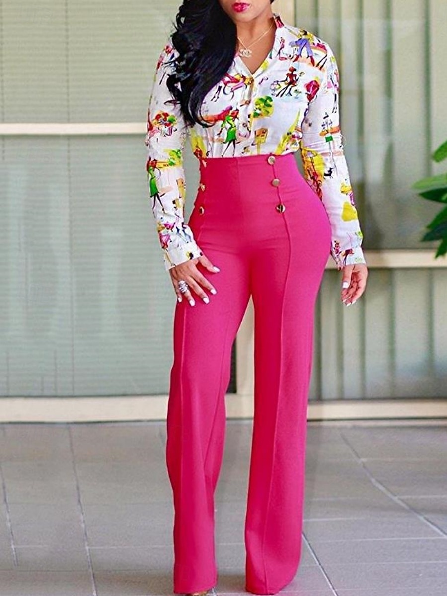 Women's Dress Pants Chinos Vacation Fashion Streetwear Full Length High Waist Plain Elastic Waistband Comfy Comfort Soft Micro-elastic Outdoor Street Black White Fuchsia Summer Spring Fall Loose Fit 2026 - $22.99 –P4