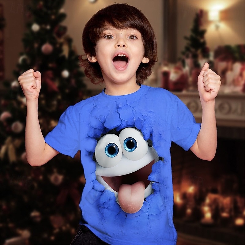 Christmas Boys' 3D Cartoon T shirt Tee Short Sleeve Summer Spring Fashion Basic Kids 4-12 Years Crew Neck Outdoor Casual Daily Regular Fit 2026 - ₪40.13 –P3