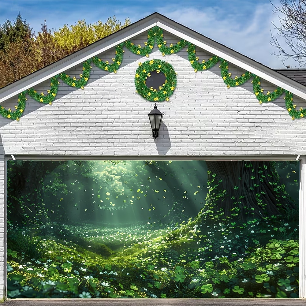 Ziua St. Patrick tapiserie Capac ușă de garaj Agățat mare Trifoi Drăguţ #D Petrecere Exterior Nuntă Fundaluri de fotografiere Curte Decorațiuni interioare 2026 - $49.99 –P2
