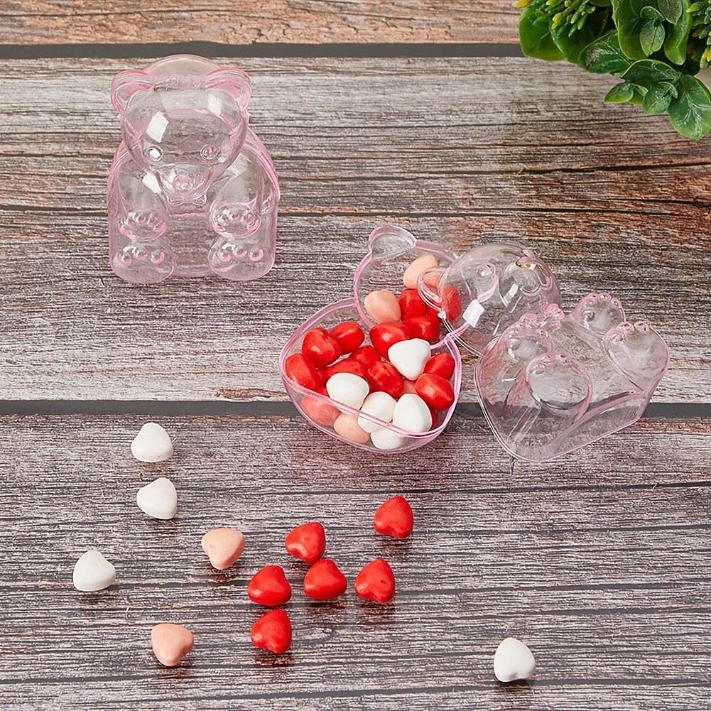 12 st söta björnformade godisaskar, genomskinliga fyllbara ornament, godisbehållare godsaksaskar, bröllopspresentaskar förvaringsbehållare godisburkar, för brudshower bröllop alla hjärtans dag 2026 - $22.99 –P9