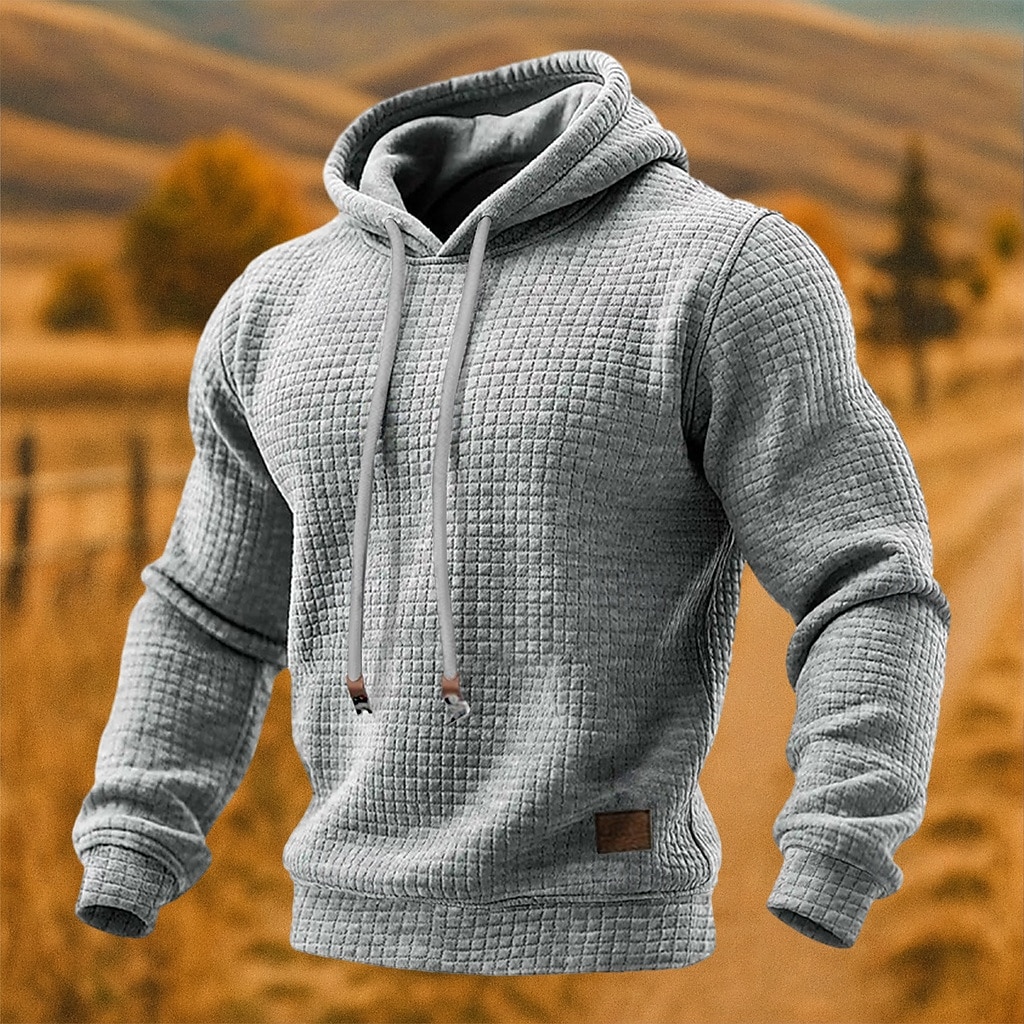 Herren Kapuzensweatshirt Waffle Kapuzensweatshirt Pullover Kapuzensweatshirt Aprikose Weinrot Schwarz Weiß Gelb Mit Kapuze Einfach Strukturiert Lässig Täglich Sport & Outdoor Streetwear Cool 2026 - $19.99 –P2