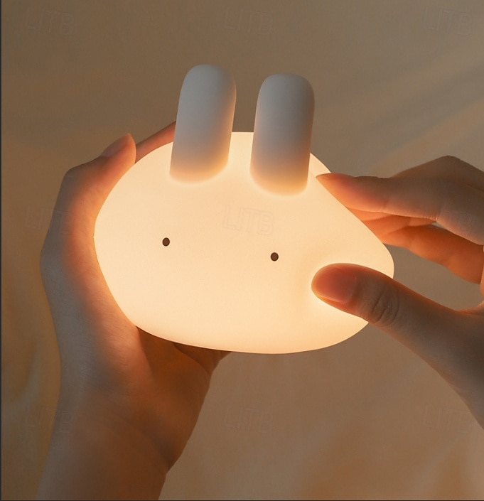 Cute Dumpling Bunny Silicone Tap Night Light, Soft LED Sleep Lamp with Timer, 2 Brightness Levels, Type-C Rechargeable, Long Battery Life, Bedroom Ambient Light, Easter Gift for Kids 2026 - $28.99 –P9