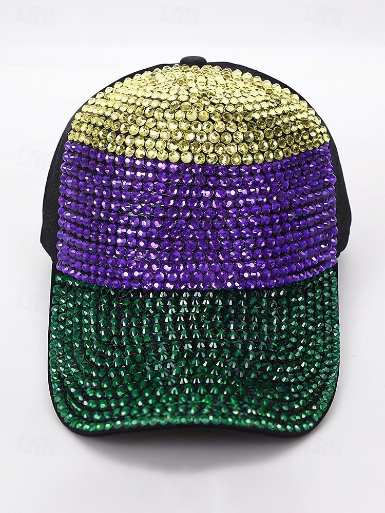 Unisex-Paillettenkappe aus Polyester – Karnevalshut mit Strassverzierungen, verschiedene Muster für Freizeit und Festlichkeiten 2026 - $14.99 –P7