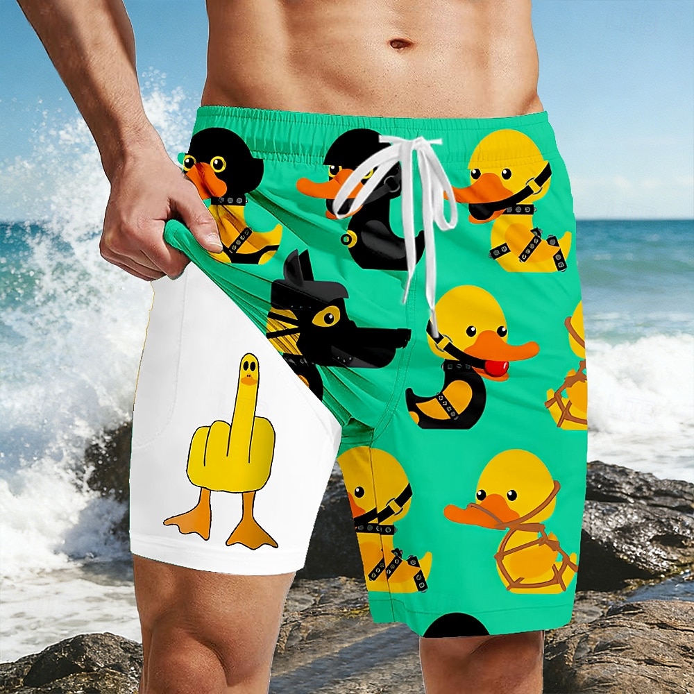 Homme Dessin animé Canard Majeur Short doublé Short de bain 2 en 1 Shorts de bain Taille Moyenne Hawaïen Drôle Vacances à la Plage Poches Latérales Avec doublure de compression Taille élastique avec de 2026 ? $22.99 –P2