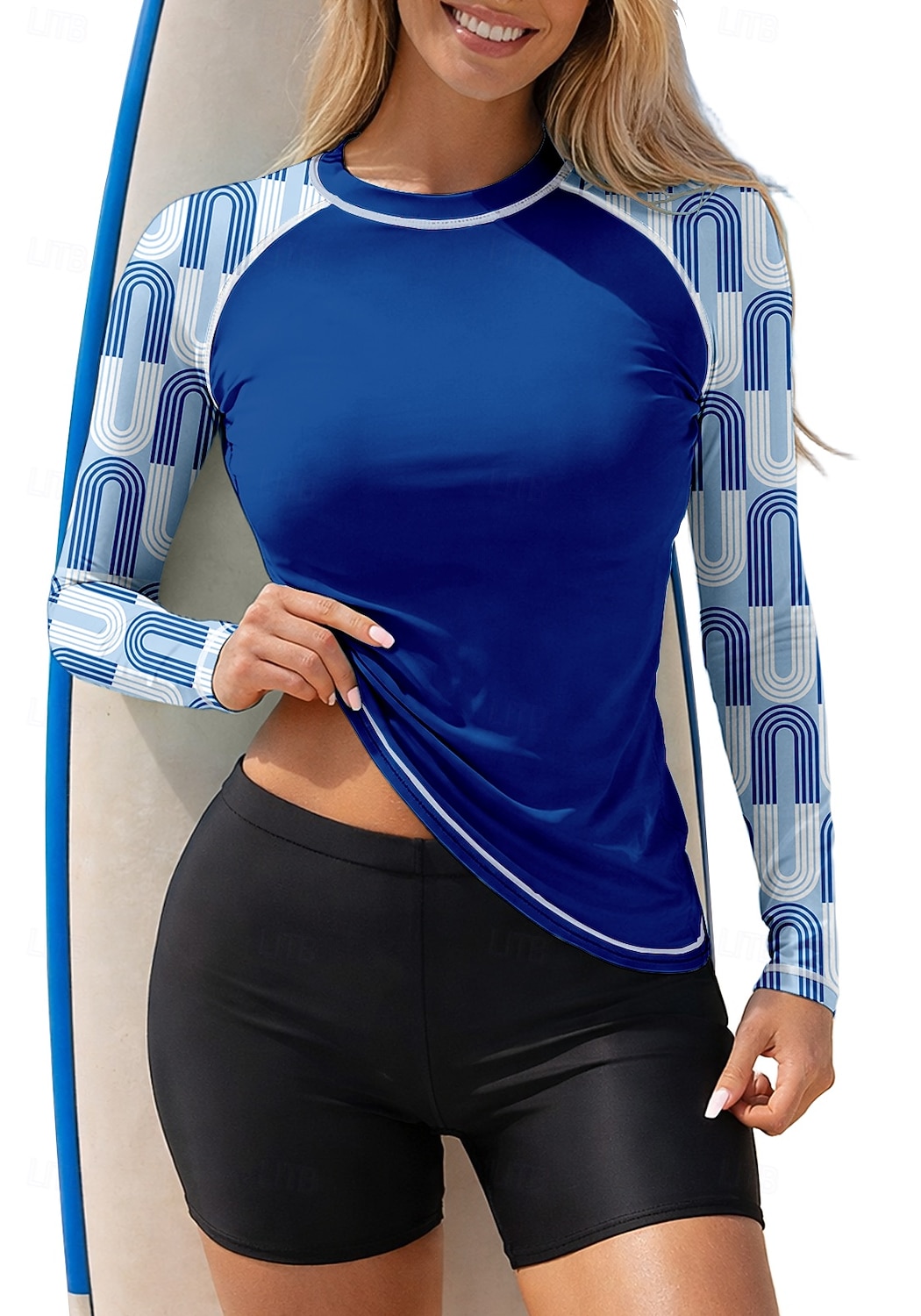 Damen Mittel Rash Guard Badeanzug Anti UV Shirt Tankini-Badeanzüge Geometrisch Farbblockierung 2 teilig Herausnehmbare Polsterung Boyleg UV-Sonnenschutz UPF50+ Elastisch Langarm Bademode Schutz gegen 2026 - $31.99 –P3