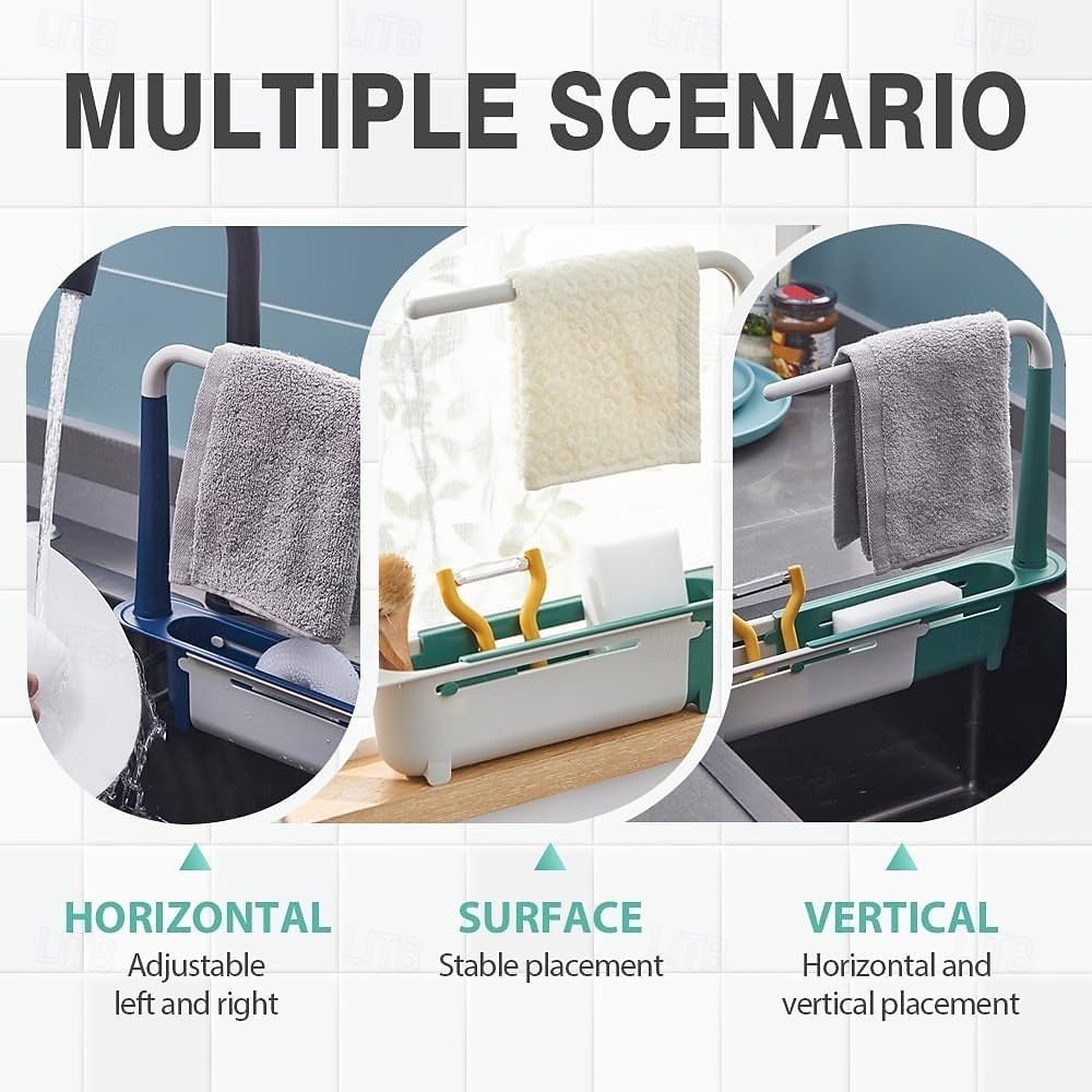 2Pcs Telescopic Sink Storage Rack, Adjustable Kitchen Sink Organizer Rack, Expandable Telescopic 2 in 1 Sink Drainer, Sponge Soap Holder for Home Kitchen Supplies 2026 - $20.99 –P12