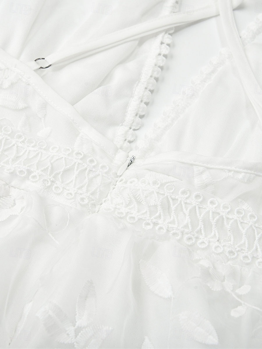 Women's Mini Dress White Dress Beach Dress Party Dress Slip Dress Elegant Fashion Classic Daily Outdoor Beach Regular Fit Floral Plain Sleeveless V Neck White Summer Spring 2026 - $29.99 –P6