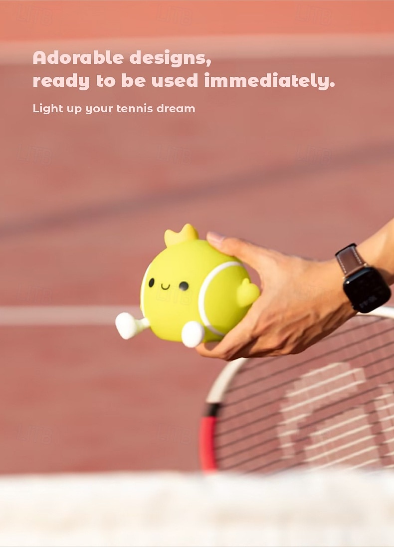 Tennis Silicone Tap Night Light, Soft LED Bedside Lamp with Touch Control, 2 Dimmable Levels, Eye-Caring Glow, Rechargeable Night Lamp for Kids Bedroom, Cute Gift for Tennis Lovers 2026 - $25.99 –P7