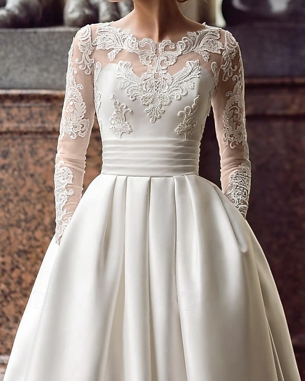 vintage engagement dresses Vintage 1940s Duchesse Satin Princess Cut Wedding Dress With Court Tra –  Very Breezy main image 0