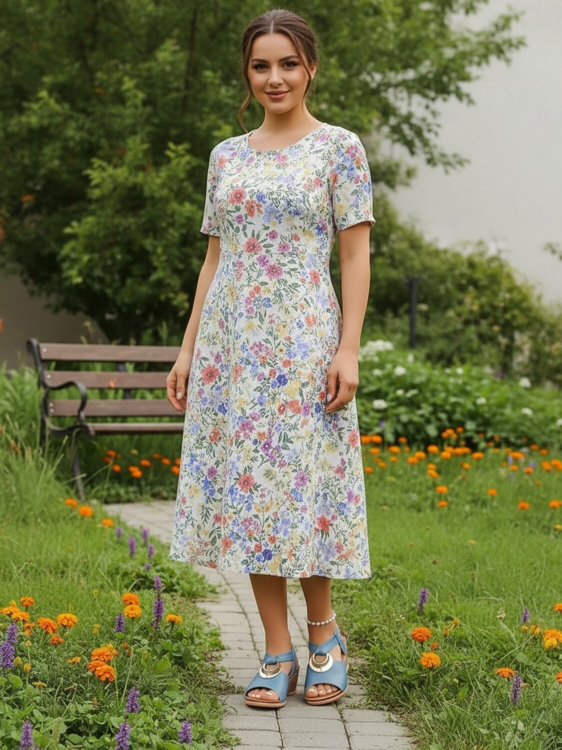 Sandale albastre pentru femei cu platformă și inel metalic - sandale de vară cu bareta la gleznă pentru petreceri în grădină, brunch și ținute casual 2026 - $32.99 –P3