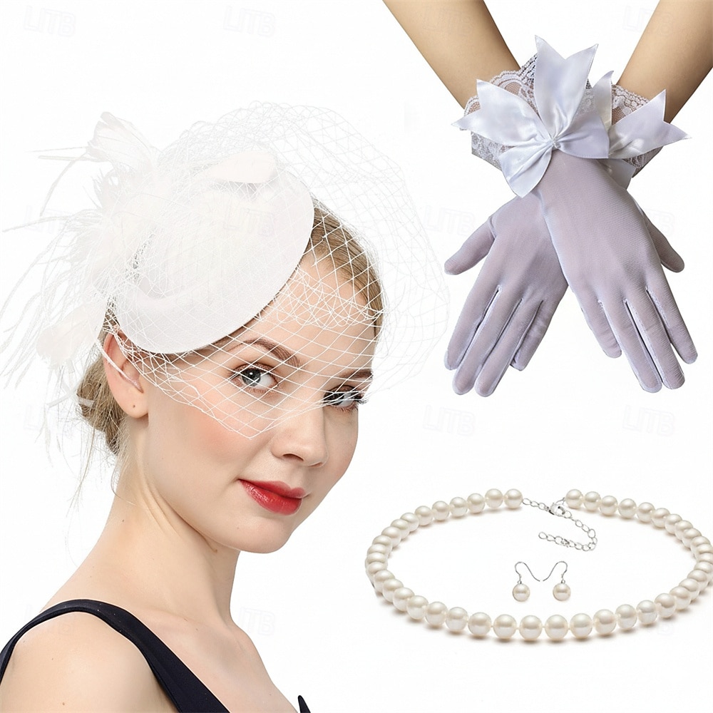Gloves Necklace Fascinator Hat Gentlewoman Feather Fancy Dress Women's Masquerade Ascot Horse Racing Festival Adults' Headpiece All Seasons 2026 - $24.99 –P5