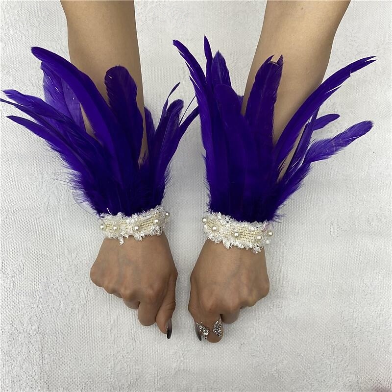 Carnaval 2026 Rio Carnaval Szamba Kiegészítők női zöld tollas csuklópántok fehér gyöngy csipkével Brazíliai Fesztivál Előadói Jelmez 2026 - $9.99 –P4