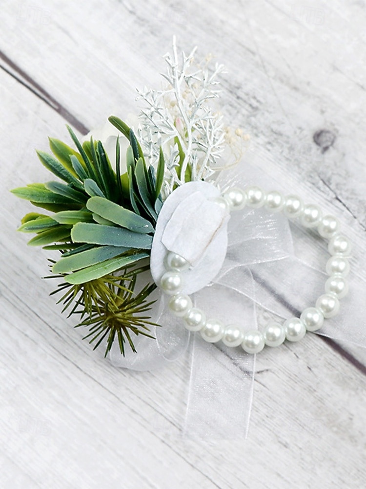 Herren-Ansteckblume und Handgelenkschmuck aus Kunstblumen – Materialmix – perfekt für Hochzeiten und Partys 2026 - $7.99 –P8