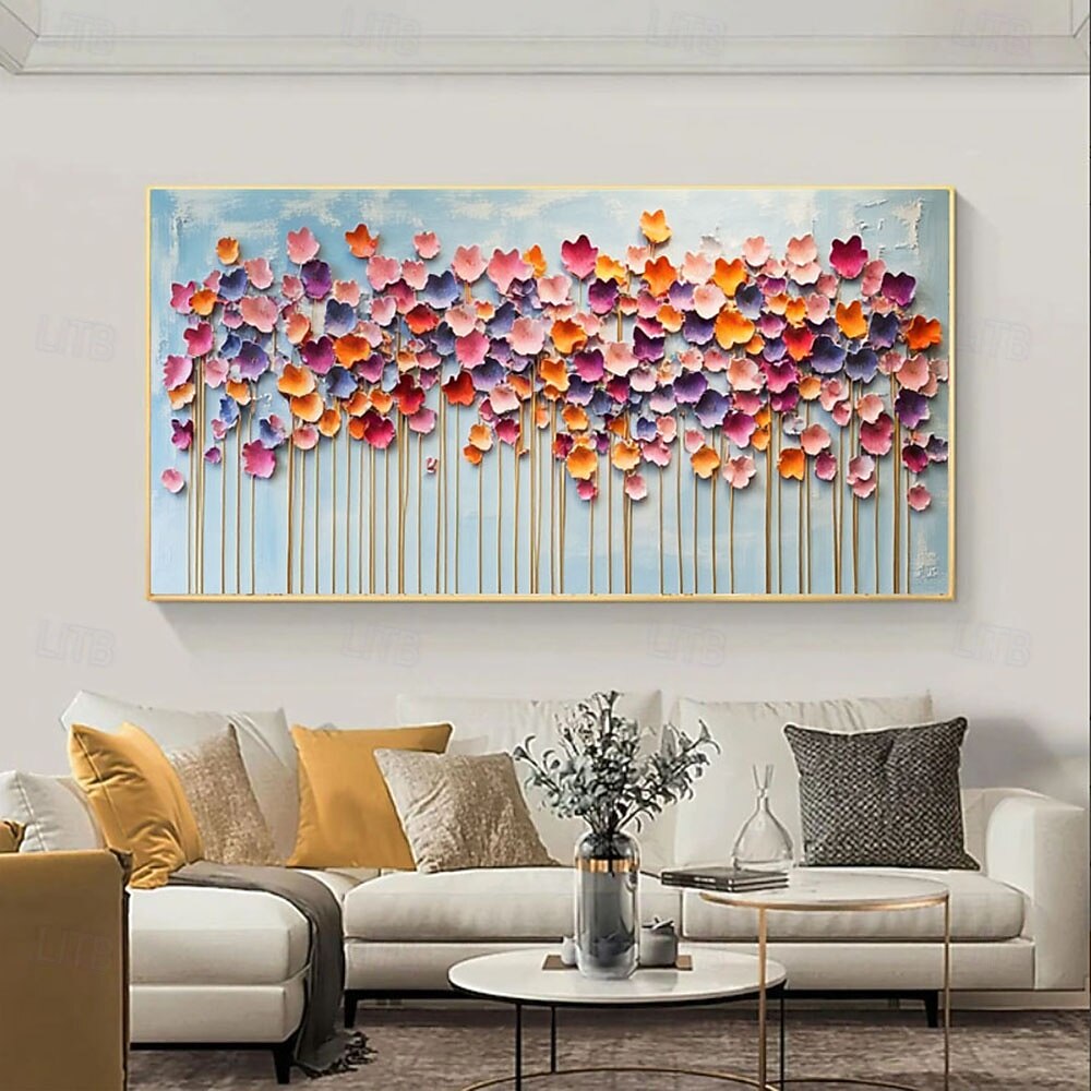 Large Original Floral Oil Painting On Canvas Abstract 3d Colorful ...