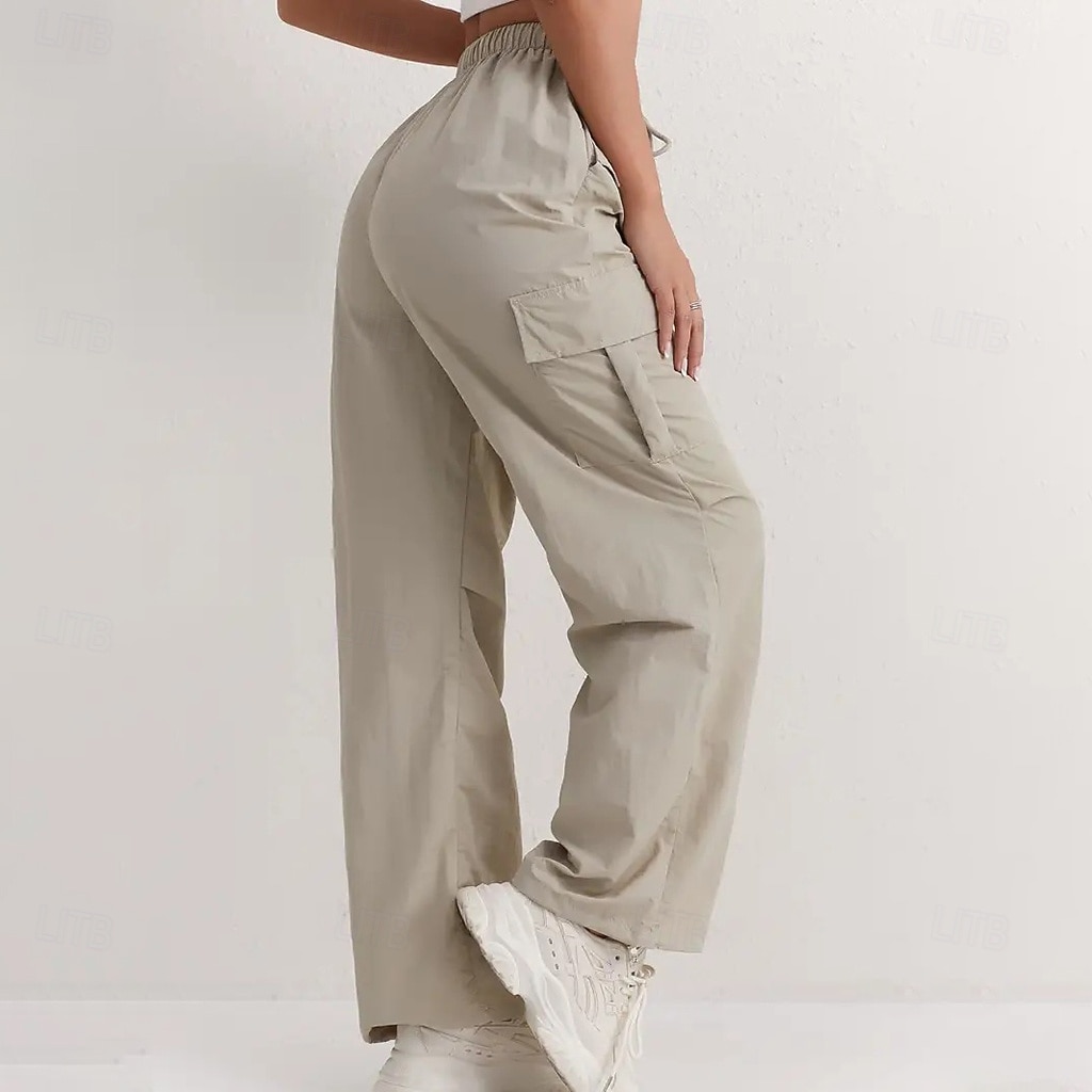 Damen Cargo-Hosen Hose Freizeithose Urlaub Mode Alltagstauglich Volle Länge Hohe Taille Einfarbig Einfach Kordelzug Tasche Weites Bein Komfort Schnelltrocknend Weich Unelastisch Outdoor Streetwear 2026 - $32.99 –P2