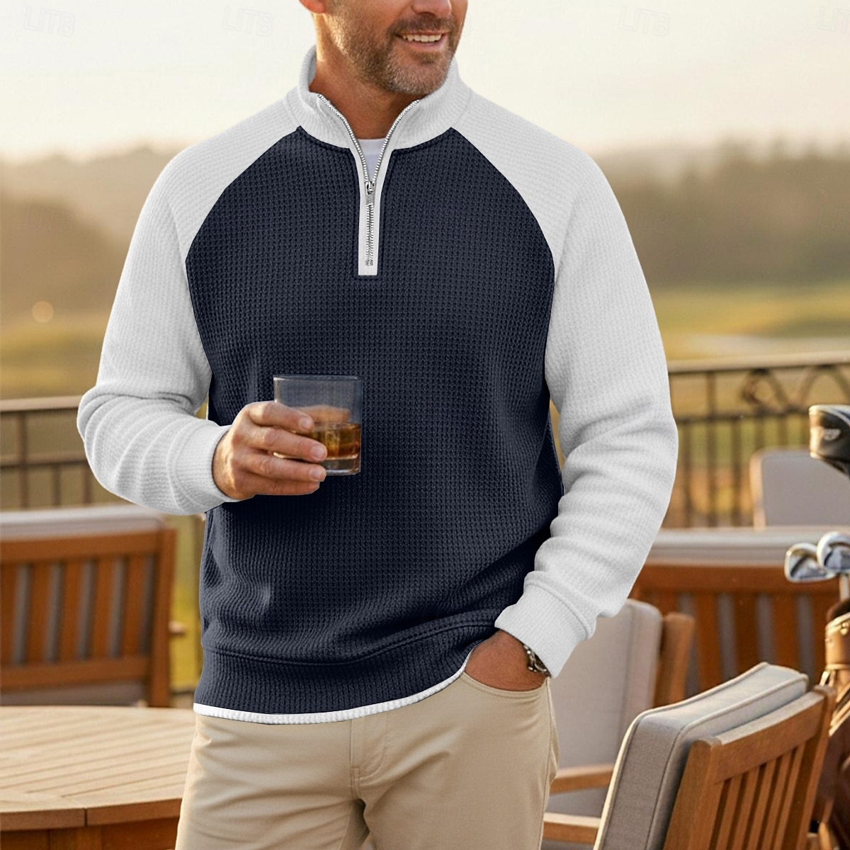 Homens Camisas Polo Waffle Pólo Casual Formal Colarinho com faixas Manga Longa Moda Côr Sólida Textura Botões Puro Primavera & Outono Outono & inverno Todas as Estações Normal Preto Azul Marinha Roxo de 2026 por $26.99 –P10