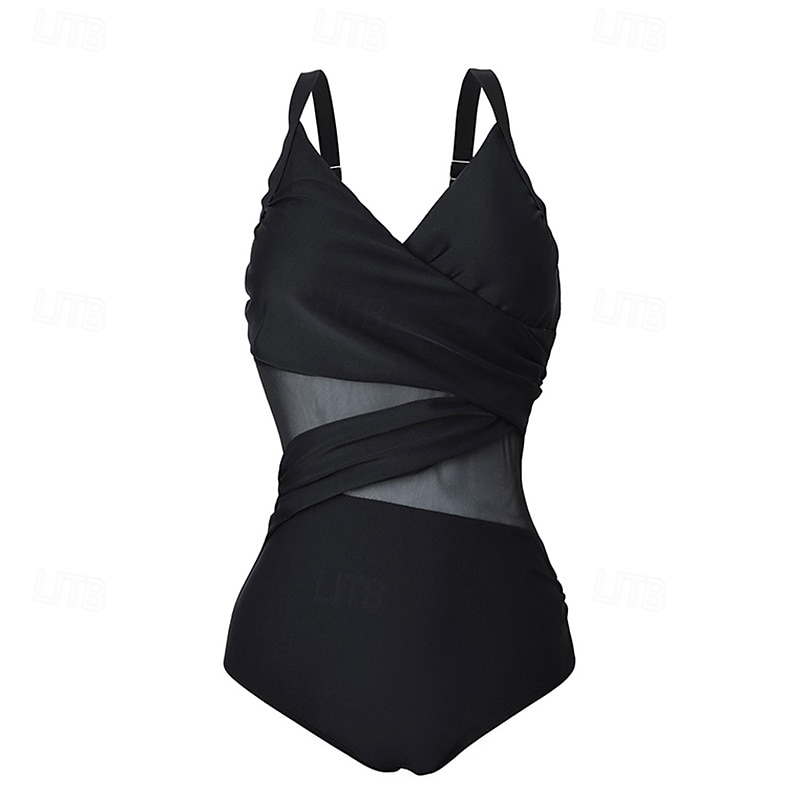 Women's Bathing Suit Swimsuits One Pieces Solid Colored Mesh UV Protection Elastic Sleeveless Swimwear Swimsuit Surfing Diving Swimming Summer 2026 - $26.99 –P5