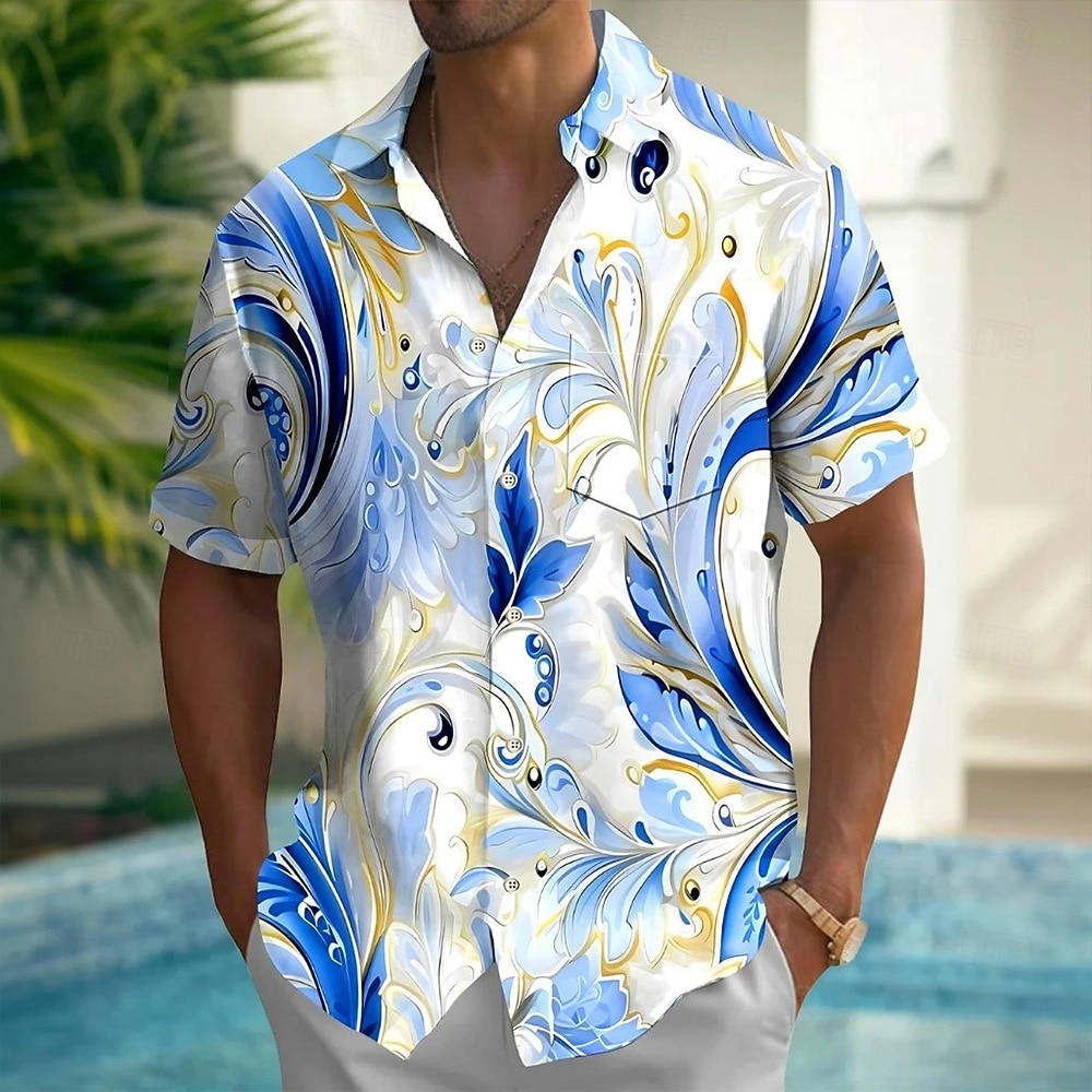 Herren Paisley-Muster Marmor Abstrakte flüssige Kunst Hemd Sommerhemd Knopfhemd Kurzarm Modisch lässig Outdoor Urlaub Alltagskleidung Sommer Frühling Umlegekragen 3D-Druck Hemden mit Kragen Eine 2026 - $25.99 –P2