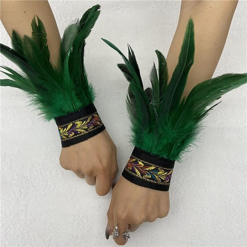 Carnival 2026 תחפושות סאמבה של קרנבל ריו אביזרי נשים צמידי פרווה שחורים עם רצועת רקמה וינטאג' תחפושת להופעות פסטיבל בברזיל 2026 - $9.99 –P11