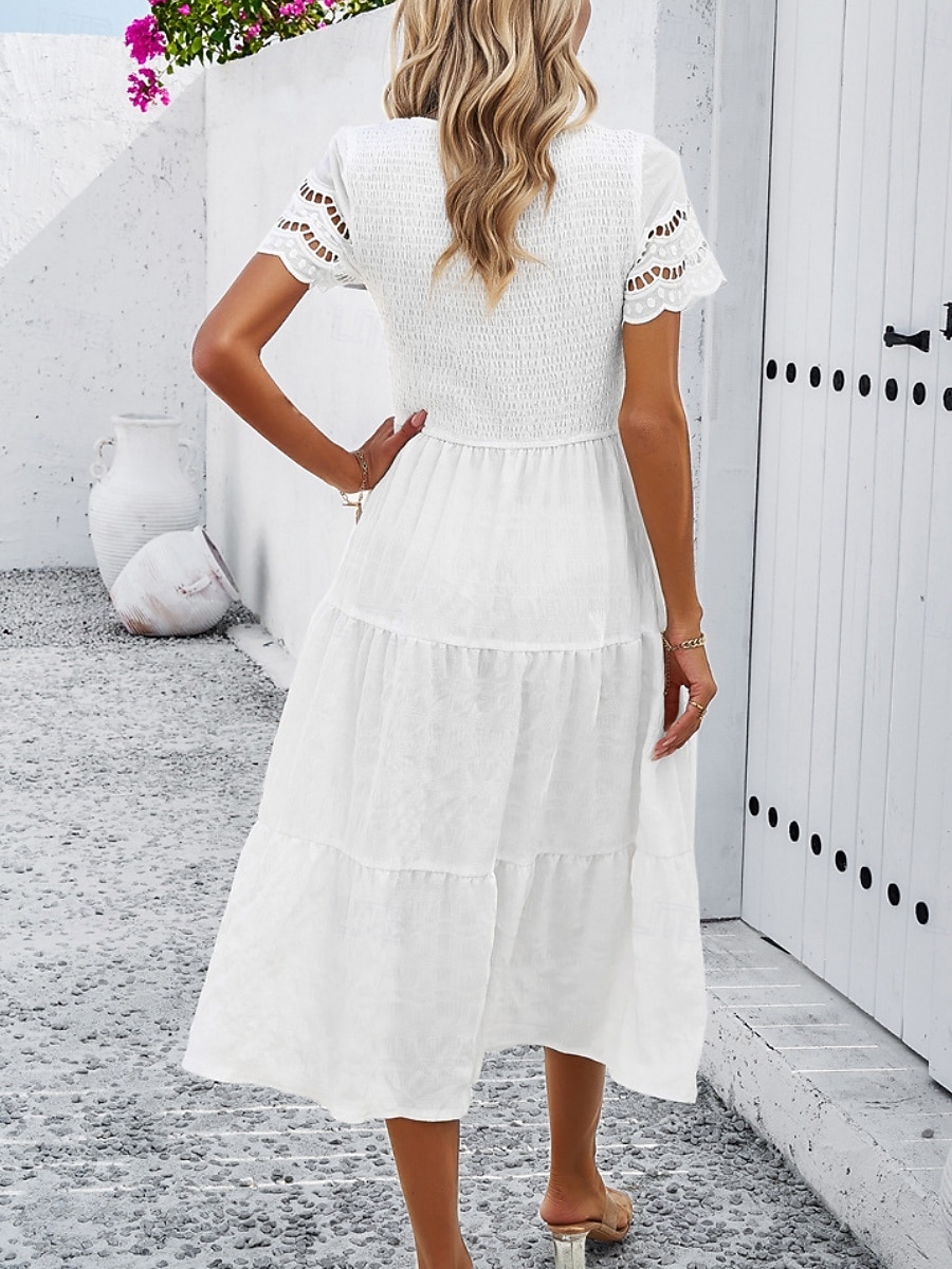 Per donna Abito Midi Abito a trapezio Abito Estivo Casual Quotidiano Vestibilità regolare Semplice Manica Corta Girocollo Nero Bianco Marrone Verde Estate Primavera del 2026 a $51.99 –P7