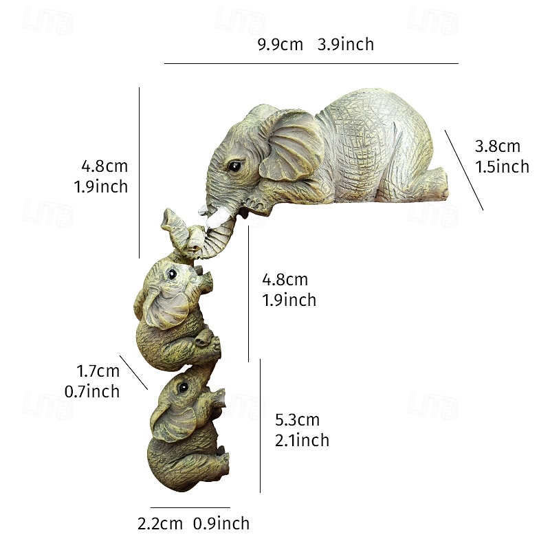Collectable Elephant Shelf Sitter 3Pcs Set, Mother Elephant Hanging Baby Elephants on The Edge, Mantelpiece Decoration, Hand-Painted Resin Figurines for Home Decor Gift 2026 - $10.49 –P2