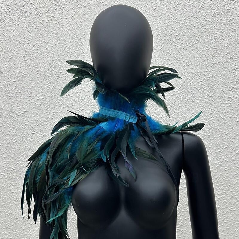 Accessori Samba Carnevale 2026 Rio Carnevale Mantello Stola Piume Bianche Donna con Collo Alto Costume per Festival in Brasile del 2026 a $18.99 –P11