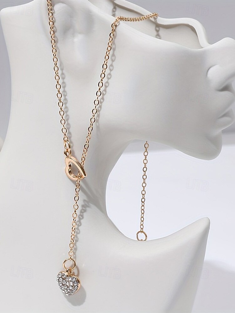 Women's Heart Pendant Necklace, Gold Plated Alloy with Crystal Detailing, Perfect for Valentine's Day Gifts, Weddings & Everyday Wear 2026 - $7.99 –P5