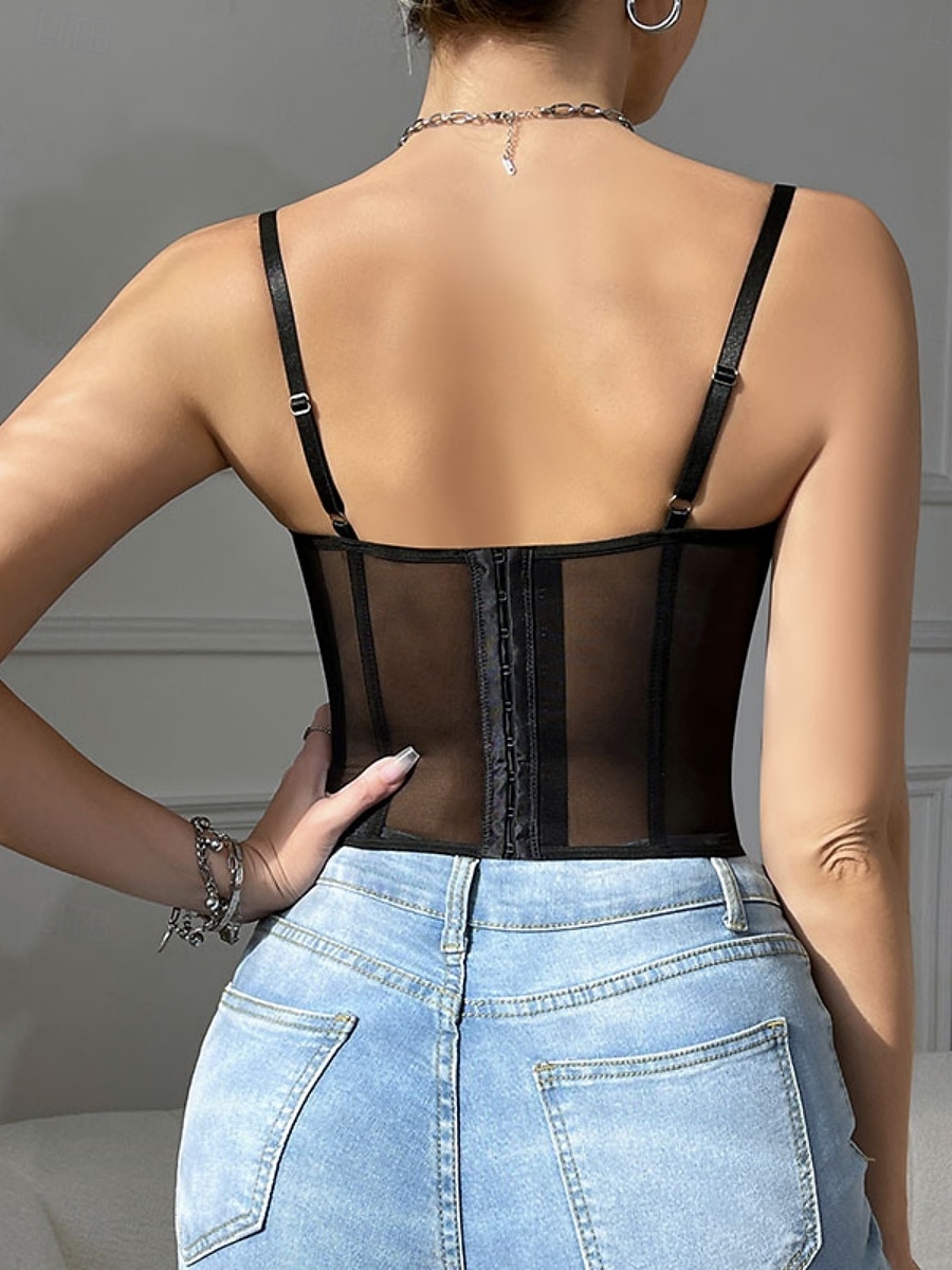 Per donna Intimo Modellante Sexy Dolce Colore Puro Pizzo Vacanza Streetwear Data Senza Maniche Spalline Blu Nero Bianco Viola Marrone Estate Primavera Vestibilità aderente del 2026 a $25.99 –P5