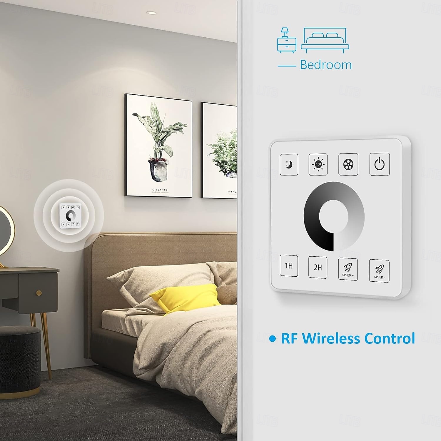 LED-lichtstrip dimmer 2.4G RF draadloze afstandsbediening dimbare wanddimmer geschikt voor enkelkleurige, tweekleurige RGB-, RGBW- en RGBCCT-LED-strips, DC 5V-24V 10-50A, enkelkanaals dimcontroller 2026 - $28.99 –P12